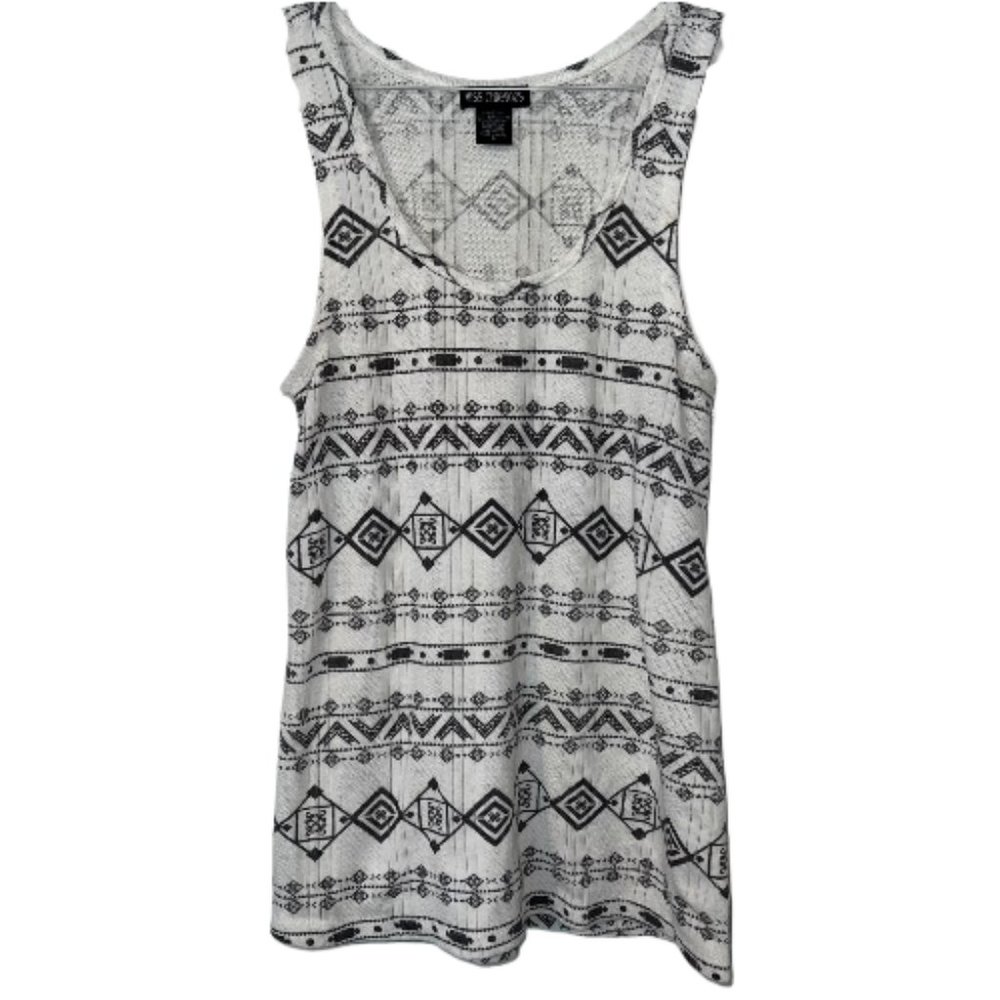 Miss Chievous Size Small Women Cream Aztec Print Knit Tank